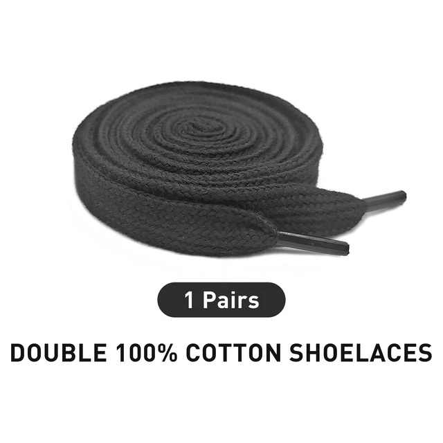 Alt view image 2 of 6 - Fat Chunky Shoe Laces for Vans Knu Skool Replacement, Black 54in | 5/8"(15mm) Wide Poly Cotton Flat Shoe Strings, Big Thick Shoelaces for Classic Skate Sneakers