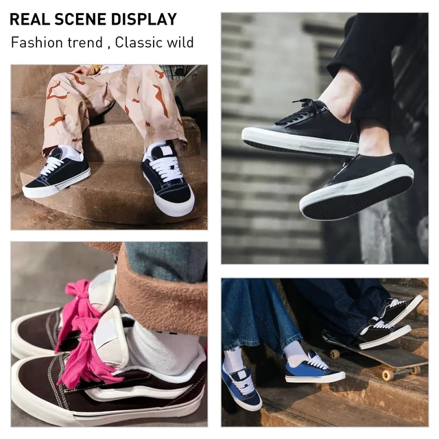 Alt view image 5 of 6 - Fat Chunky Shoe Laces for Vans Knu Skool Replacement, Black 54in | 5/8"(15mm) Wide Poly Cotton Flat Shoe Strings, Big Thick Shoelaces for Classic Skate Sneakers