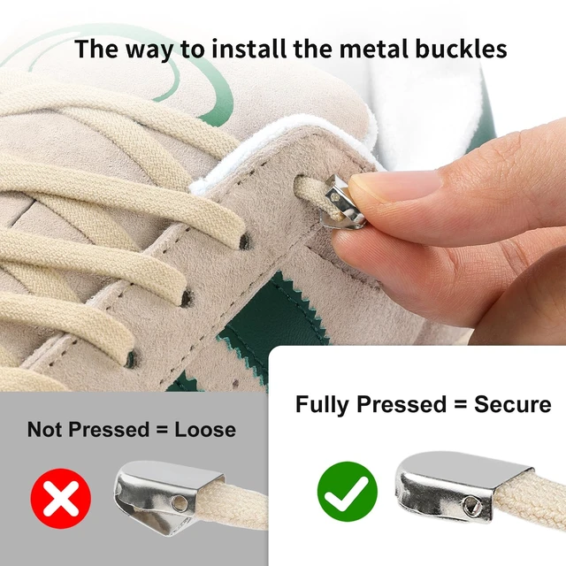 Alt view image 5 of 7 - Elastic No Tie Shoe Laces for Kids Adults Sneakers Off White 120 | Easy slip-on fit, comfortable stretch and secure hold, cut-to-fit length, 26 colors and spare metal buckles