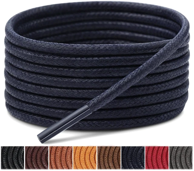 Main image of 3 Pairs Dress Shoe Laces 3/32" Round Waxed Laces(Navy Blue, 39.4") | Polished waxed sheen, tightly woven cotton, secure tie, for oxfords, derbies and chukka boots, 23"-63" sizes and 15 colors