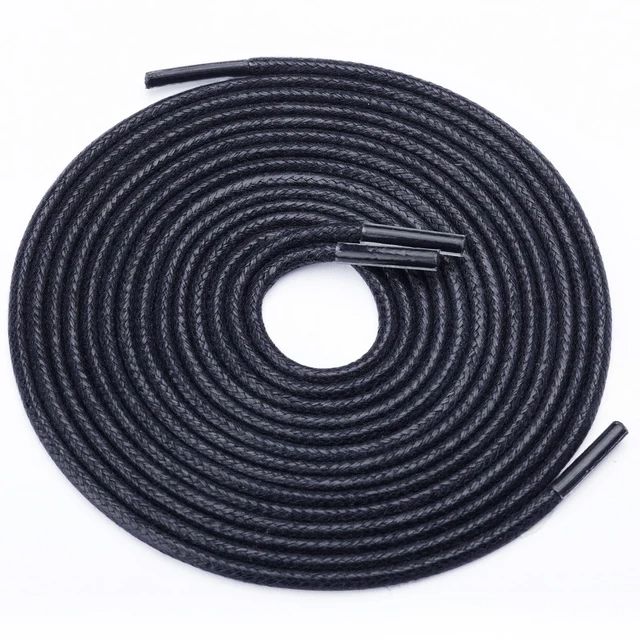 Alt view image 3 of 7 - 3 Pairs Dress Shoe Laces 3/32" Round Waxed Laces(Navy Blue, 39.4") | Polished waxed sheen, tightly woven cotton, secure tie, for oxfords, derbies and chukka boots, 23"-63" sizes and 15 colors