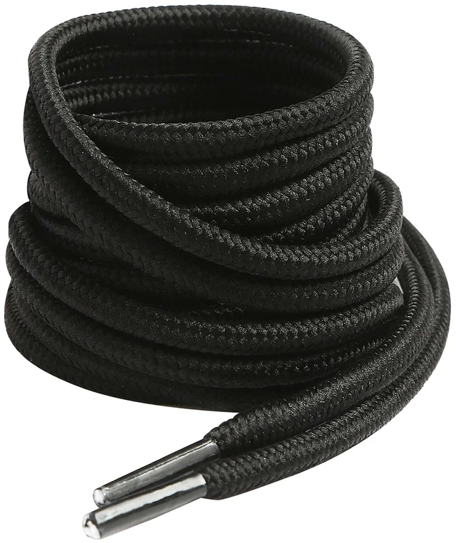 Main image of 63 Inches Round Black Boot Laces, 5/32" Diameter Shoe Laces for Boots, Heavy Duty Work Shoestrings, Hiking Shoelaces for Men or Women (2Pairs-Black-160CM)