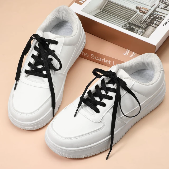 Alt view image 3 of 7 - Shoe Laces for Sneakers, 12 Pairs 47'' Long Flat Shoelaces Black White Shoe Strings for Men Women Canvas Sport Shoes Athletic Running Shoes
