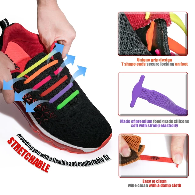Alt view image 5 of 7 - No Tie Shoelaces for Kids Adults Stretch Elastic Tieless No Tie Shoe Laces