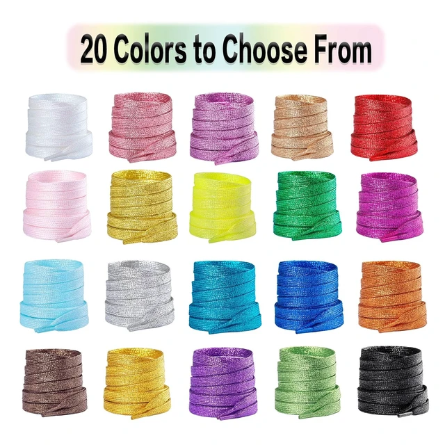 Alt view image 4 of 7 - 2 Pairs Flat Glitter Shoe Laces for Sneakers, Orange Gold, 47in | Sparkly shoelaces, 20 colors, 5 sizes, fits for men women, for athletic/sports/casual shoes, and high tops