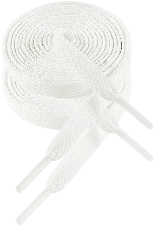 Main image of 2 Pairs 50" Flat White Shoe Laces for Sneakers, White Shoelaces | 8mm 127 cm Men Women Replacement Shoe Strings, Cordones para Tenis, Tennis Running Gym Athletic White Shoe Strings