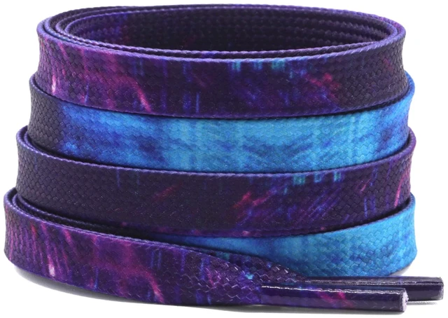 Main image of Flat Gradient Shoe Laces: Purple Blue Light Shoelaces 47 Inch | 2 Pair 8MM Wide, Colorful Sneakers Shoestring, Perfect for Athletic/Skate Shoes Boots