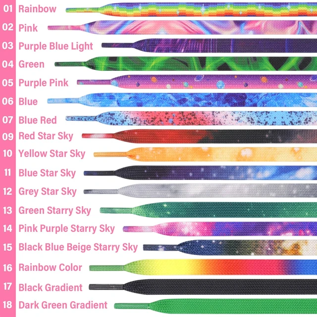 Alt view image 5 of 7 - Flat Gradient Shoe Laces: Purple Blue Light Shoelaces 47 Inch | 2 Pair 8MM Wide, Colorful Sneakers Shoestring, Perfect for Athletic/Skate Shoes Boots