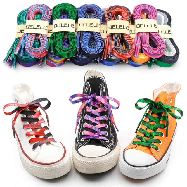 Alt view image 7 of 7 - Flat Gradient Shoe Laces: Purple Blue Light Shoelaces 47 Inch | 2 Pair 8MM Wide, Colorful Sneakers Shoestring, Perfect for Athletic/Skate Shoes Boots