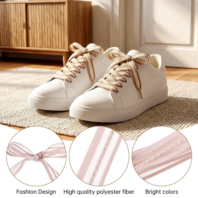 Alt view image 3 of 7 - 6Pairs Ribbon Lace Shoe Laces for Women Sneakers, Sheer Ribbon Shoelaces Flat Cute Shoe Laces Colorful Replacement Yarn Strings for Shoes Decoration and DIY Crafts