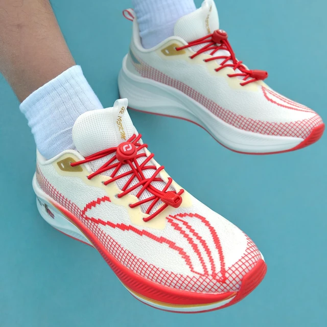 Alt view image 2 of 6 - Tieless Elastic Shoe Laces for Adults and Kids - Red | No Tie Stretchy Speed Shoelaces for Sneakers and Running Shoes with Heavy Duty Strong Locks