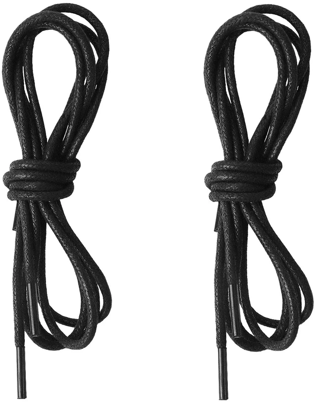 Main image of 2 Pairs Waxed Round Shoe Laces, 80cm/31.5" Formal Business Oxford Shoelaces for Men or Women's Dress Shoes, 2.5mm, Black