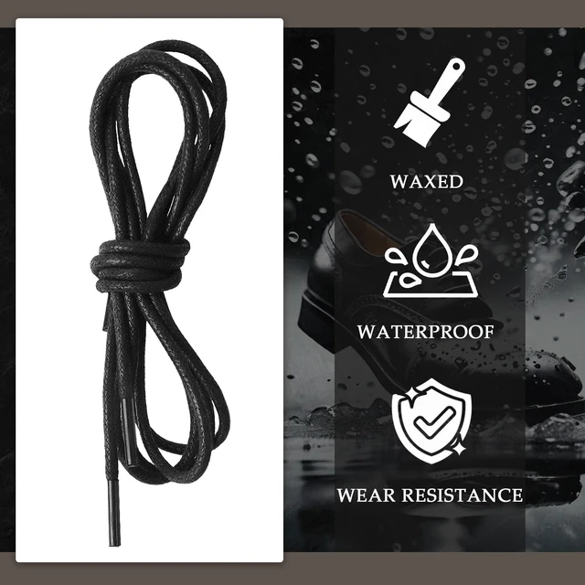 Alt view image 3 of 6 - 2 Pairs Waxed Round Shoe Laces, 80cm/31.5" Formal Business Oxford Shoelaces for Men or Women's Dress Shoes, 2.5mm, Black