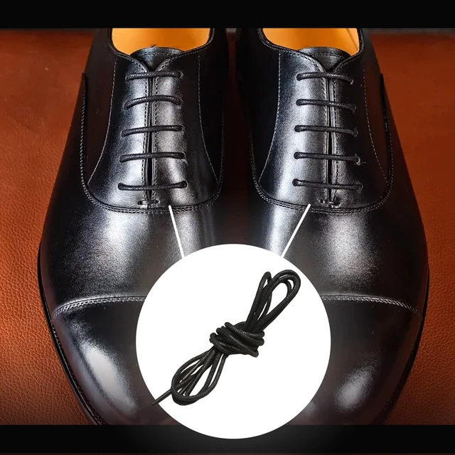 Alt view image 6 of 6 - 2 Pairs Waxed Round Shoe Laces, 80cm/31.5" Formal Business Oxford Shoelaces for Men or Women's Dress Shoes, 2.5mm, Black