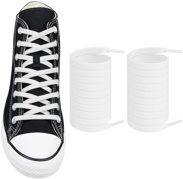 Main image of Shoe Laces for Converse Replacement Shoelaces Strings | 8MM Elastic Flat Stretchy Bungee No Tie Laces | Color: White | Size: 58Inch
