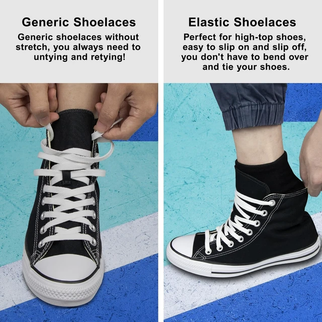 Alt view image 7 of 7 - Shoe Laces for Converse Replacement Shoelaces Strings | 8MM Elastic Flat Stretchy Bungee No Tie Laces | Color: White | Size: 58Inch