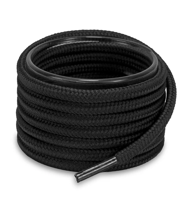 Main image of Solid Color Round Shoe Laces for Sneakers, Boots and Athletic Shoes, Shoe Strings, Black, 48"(122cm) 4-Hei ROD-122-4