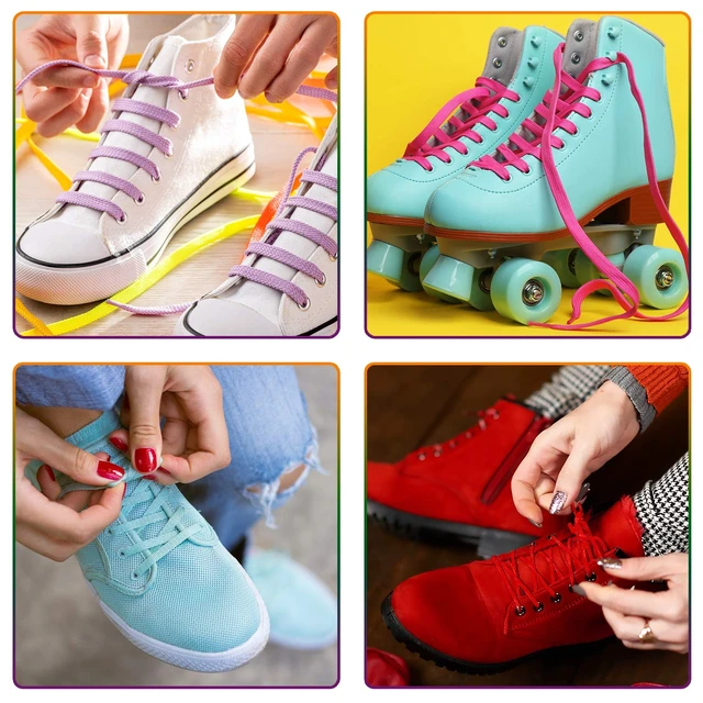Alt view image 6 of 7 - 40 Pairs Colored Shoe laces 24 inches Flat Shoelaces Shoestrings | 40 Colors Flat Shoelaces Multipack Shoe Strings for Sneakers Skate Sport Shoes Boots, bright and stylish