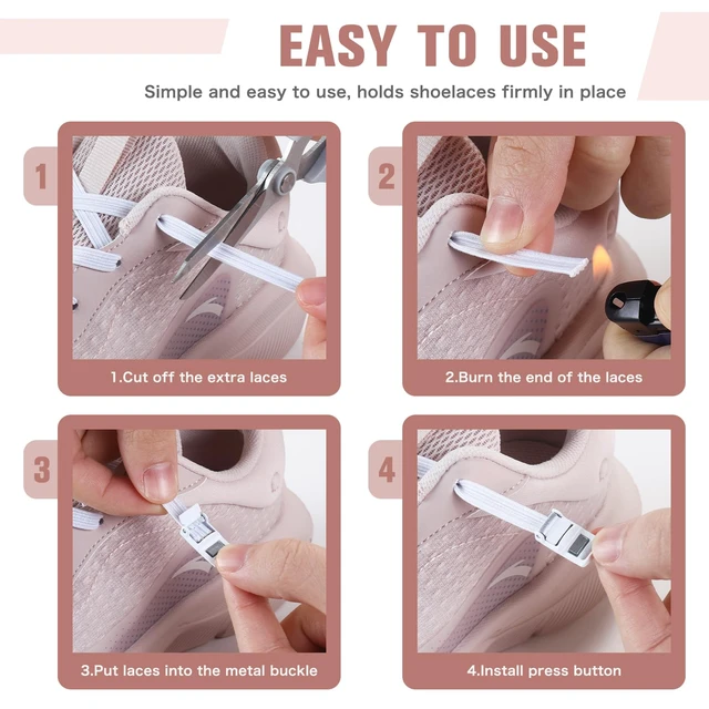 Alt view image 3 of 7 - Elastic No Tie Shoelaces for Kids Adults Tieless Stretch Shoe Laces | Magnetic Stretchy Shoe Strings for Sneakers with Lock, Easy On & Off , Flat Elastic Shoe Laces for Men, Women, Elderly