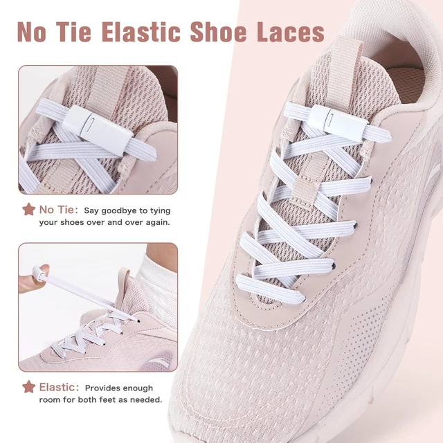Alt view image 2 of 7 - Elastic No Tie Shoelaces for Kids Adults Tieless Stretch Shoe Laces | Magnetic Stretchy Shoe Strings for Sneakers with Lock, Easy On & Off , Flat Elastic Shoe Laces for Men, Women, Elderly