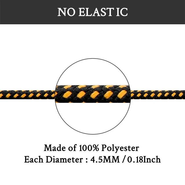 Alt view image 3 of 6 - Shoe Laces for Merrell Replacement Shoelaces Strings | 2 Pairs | 4.5MM Round Laces | Material: Polyester | Color: Black&YellowCombo | Size: 48Inch
