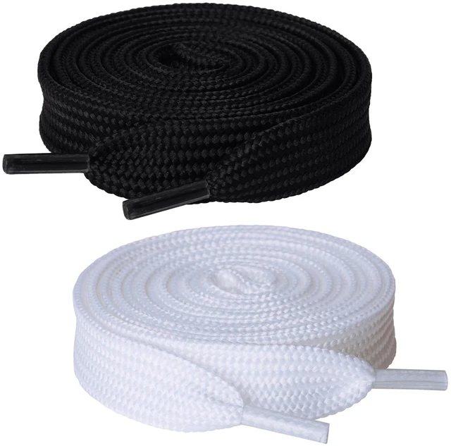 Main image of 2 Paris Fat Shoe Laces for Sneakers, 5/8" Wide Flat Athletic Shoelaces, Black + White 45 inch(115cm)