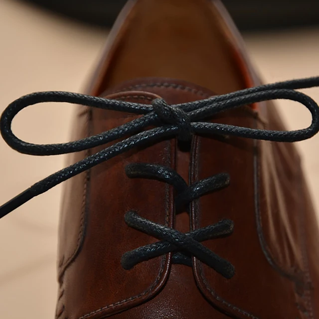 Alt view image 3 of 7 - 2 Pair 32" Waxed Round 1/8" Thin Black Dress Shoe Laces for Men Women | 2.5mm 80cm Black Shoe Laces for Oxford Brogues Derby, Shoe Strings for Ankle Desert Boots, Formal Business Dress Shoelaces