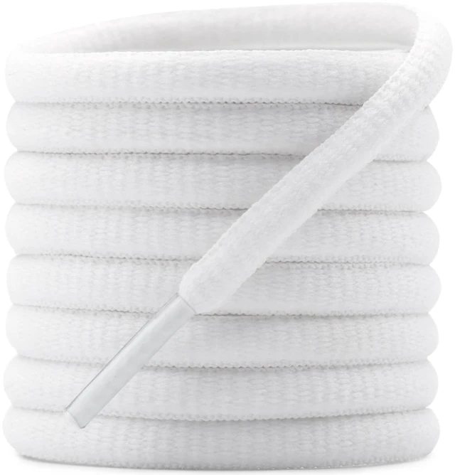 Main image of Oval Sneakers Shoe Laces: 45 Inch White Shoelaces | 2 Pairs 6MM Wide, Durable Polyester, Stay Tied, Replacement Shoestrings for Athletic Running Basketball, Fit Men Women