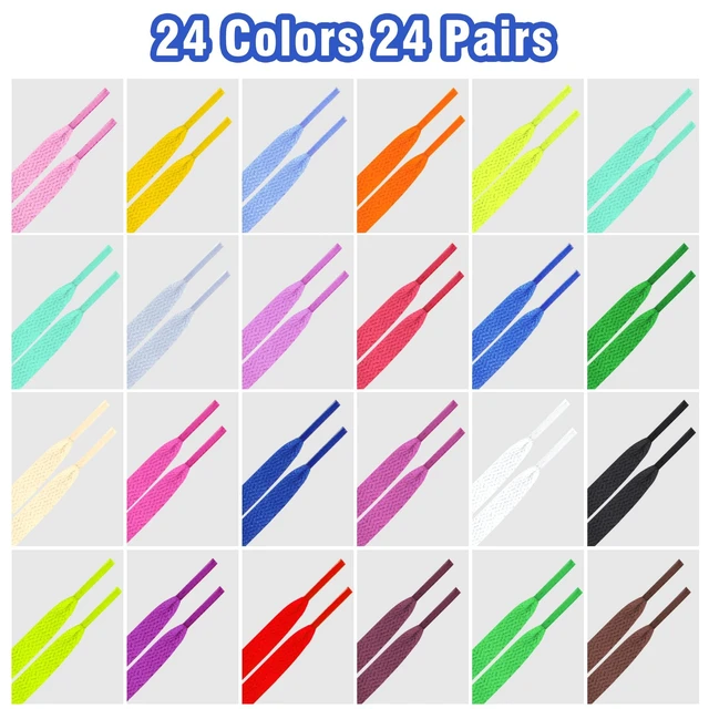 Alt view image 2 of 7 - 24 Pairs Flat Colored Shoe Laces for Sneakers, 31 Inch | 24 Colors, Wholesale, Comfortable for All Ages, Replacement Shoestrings for Skate Shoes Sport Shoes Boots Casual Canvas Shoe
