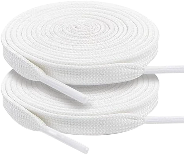 Main image of White Flat Shoe Laces, Sturdy Polyester with Anti-Break Tips, Suitable for Sneaker, Hat Strings, Pants Strings, and Bags, 120cm/47inch