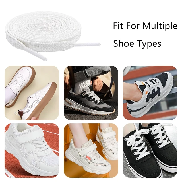 Alt view image 4 of 5 - White Flat Shoe Laces, Sturdy Polyester with Anti-Break Tips, Suitable for Sneaker, Hat Strings, Pants Strings, and Bags, 120cm/47inch