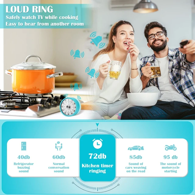 Alt view image 3 of 7 - Timer, 60-Minute Visual Timer for Kids & Adults, Wind Up Timer with Magnetic Backing, Loud Ring Timers for Classroom, Study, Cooking, Exercise