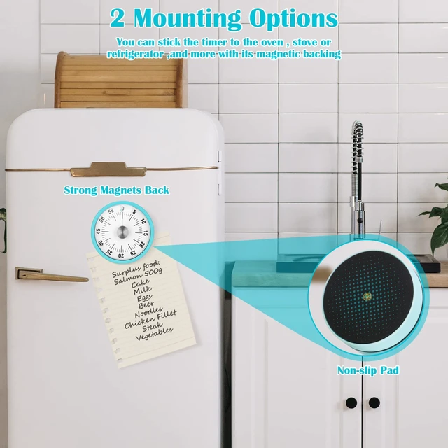 Alt view image 4 of 7 - Timer, 60-Minute Visual Timer for Kids & Adults, Wind Up Timer with Magnetic Backing, Loud Ring Timers for Classroom, Study, Cooking, Exercise