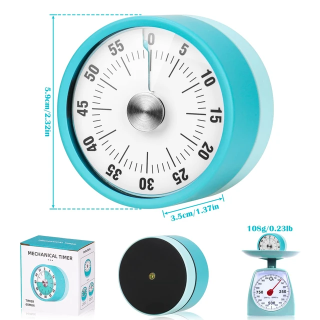 Alt view image 5 of 7 - Timer, 60-Minute Visual Timer for Kids & Adults, Wind Up Timer with Magnetic Backing, Loud Ring Timers for Classroom, Study, Cooking, Exercise