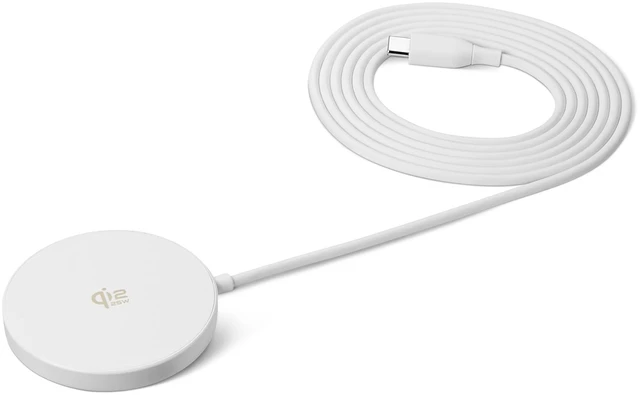 Main image of 25W Qi2.2 Certified Wireless Charging Pad, MagSafe Compatible for iPhone 17/16/15/14/13/12, Magnetic Compatible for Android, Google Smartphones, White (Adapter Not Included)