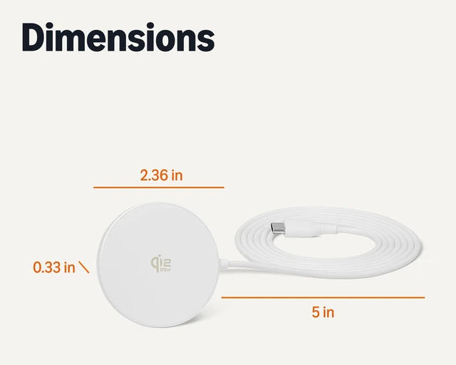 Alt view image 5 of 5 - 25W Qi2.2 Certified Wireless Charging Pad, MagSafe Compatible for iPhone 17/16/15/14/13/12, Magnetic Compatible for Android, Google Smartphones, White (Adapter Not Included)