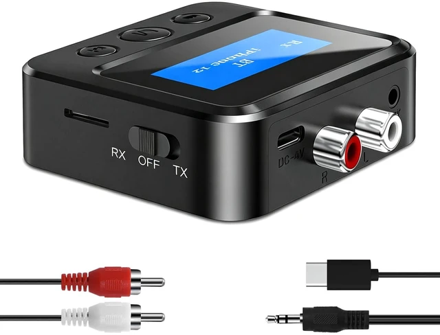Main image of Transmitter Receiver for TV, with RCA 3.5mm AUX & Display Audio Adapter for Home Stereo, Bluetooth Transmitter for Headphones/Speakers/Airplane/Home Theater/PC/Car, TF Card Output