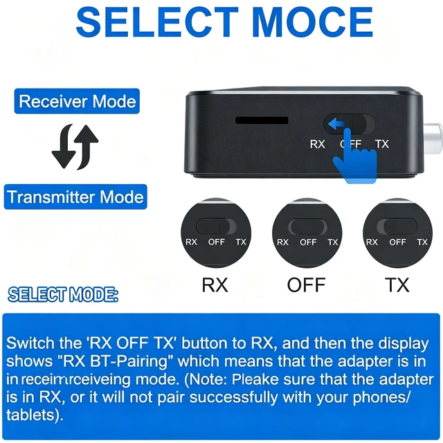 Alt view image 4 of 7 - Transmitter Receiver for TV, with RCA 3.5mm AUX & Display Audio Adapter for Home Stereo, Bluetooth Transmitter for Headphones/Speakers/Airplane/Home Theater/PC/Car, TF Card Output