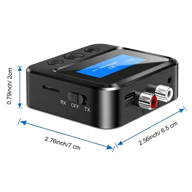 Alt view image 7 of 7 - Transmitter Receiver for TV, with RCA 3.5mm AUX & Display Audio Adapter for Home Stereo, Bluetooth Transmitter for Headphones/Speakers/Airplane/Home Theater/PC/Car, TF Card Output