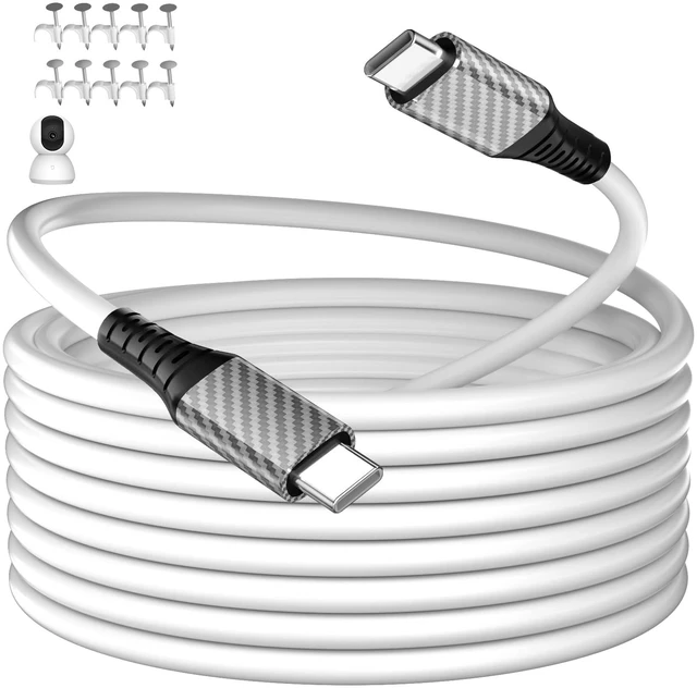 Main image of 30ft USB C Cable,Extra Long 60W USB C to USB C Charging Cable,White | USB Type C Cable 9M Fast Charge Cord for iPhone 17 18 Pro Max 16/iPad/MacBook/Samsung S26 S25 S24 for Security Cameras/Switch