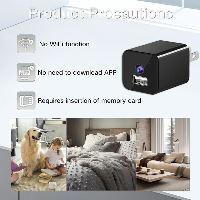 Alt view image 7 of 7 - Small Camera USB Charger Nanny Cam Spy Camera Hidden Camera for Home | Mini Camera, HD 1080P Video Recorder with Motion Detection, Indoor Security Camera for Pet/Baby, No WiFi Required, No Audio