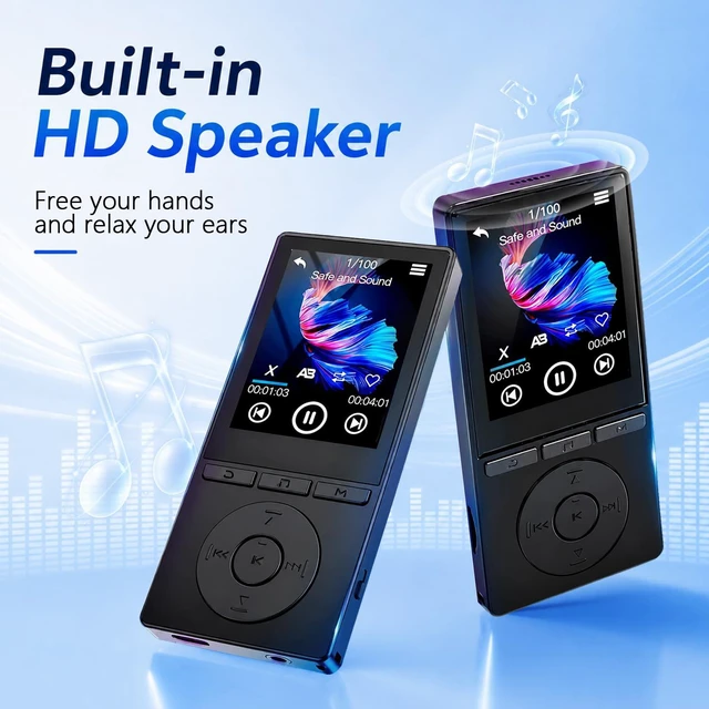 Alt view image 2 of 7 - 64GB MP3 Player with Bluetooth 5.3, Music Player with HiFi Sound for Sports Runners, 2.4" Screen MP3 Player Built in HD Speaker Voice Recorder FM Radio E-Book, Expanded Up to 128GB, Earphone Included