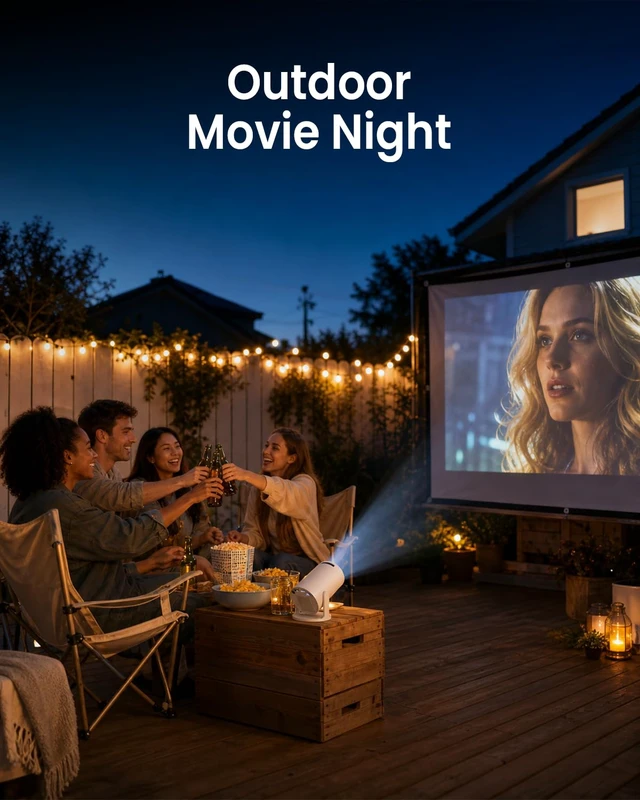 Alt view image 5 of 7 - Projector with Built-in Apps, WiFi 6 & Bluetooth 5.4, 1080P Supported Movie Projector for Home Theater, Bedroom & Outdoor Movie Nights