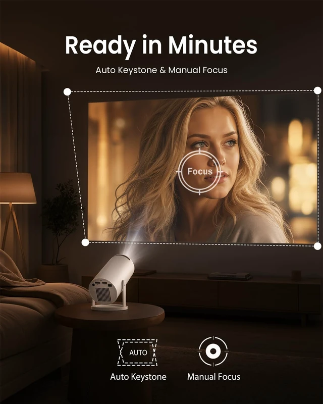 Alt view image 6 of 7 - Projector with Built-in Apps, WiFi 6 & Bluetooth 5.4, 1080P Supported Movie Projector for Home Theater, Bedroom & Outdoor Movie Nights