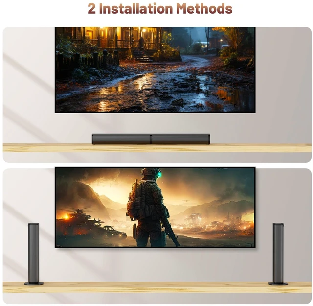 Alt view image 5 of 6 - 2.1 Sound Bar for Smart TV with Built-in Subwoofer, 6 Levels Voice Enhancement, 15 Inches Small TV Soundbar Speakers with Bluetooth 5.3/ARC/Optical/AUX/USB Connection, 3 EQ Modes, Wall Mount