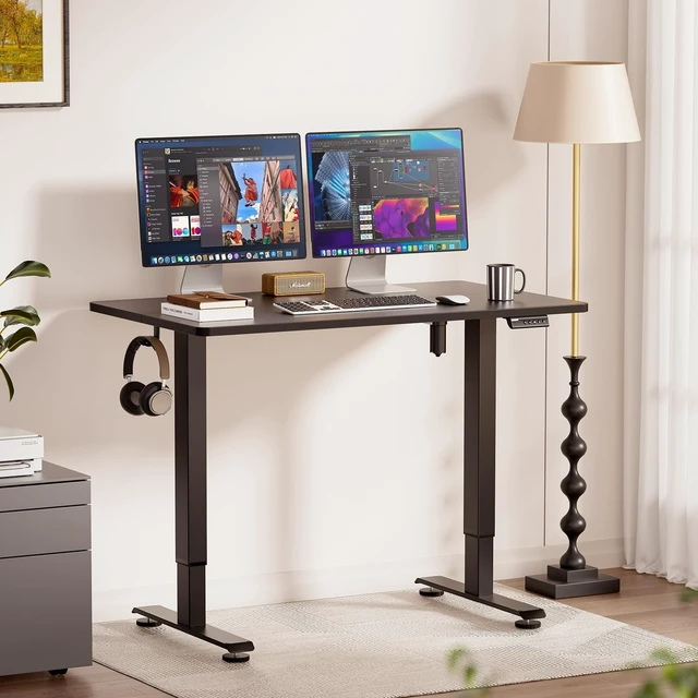 Alt view image 2 of 7 - 47.2 Inch Large Electric Standing Desk, Gaming Table, Black | Height Adjustable Sit Stand Up Computer Tables for Home Office, Study , Writing, Suit students, employees and group work