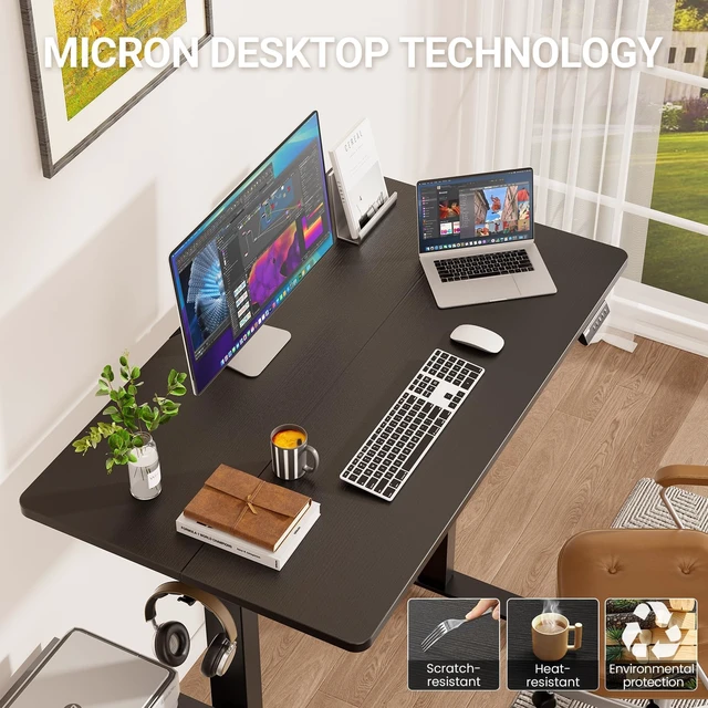 Alt view image 6 of 7 - 47.2 Inch Large Electric Standing Desk, Gaming Table, Black | Height Adjustable Sit Stand Up Computer Tables for Home Office, Study , Writing, Suit students, employees and group work