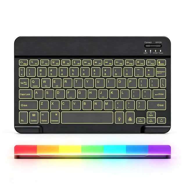 Main image of Bluetooth keyboard for Phone, Tablet, iPad Air, Pro, Mini, A16, M2, M3, Galaxy, ChromeBook, MackBook, Wireless Travel Keyboard for Computers - Rechargable, Lightweight, Slim, Easy to Carry