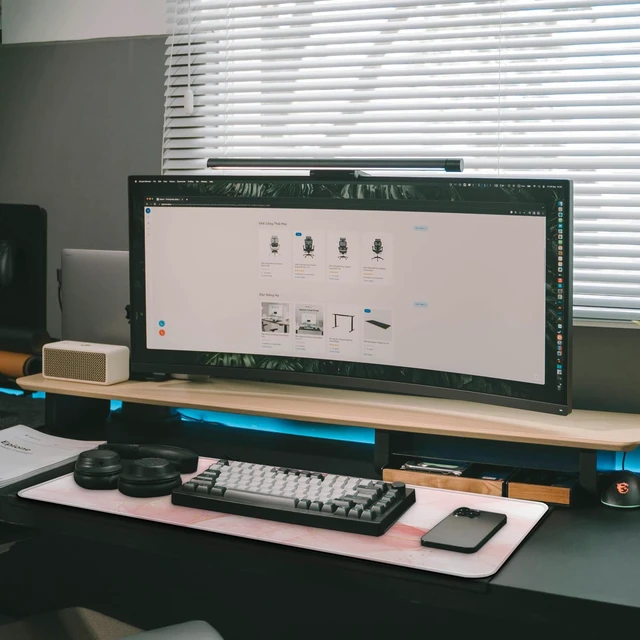 Alt view image 4 of 7 - Large Extended Computer Mouse Pad with Non-Slip Rubber Base, Long Gaming Mouse Mat with Stitched Edges, XL Anime Mousepad for Laptop, 31.5 x 11.8 inch (Watercolor Galaxy)