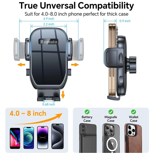 Alt view image 6 of 6 - Holder MountWindshield+Vent+Dash Suction Cup Phone Holders for Your Car Phone Mount, Cell Phone Car Mount for Truck Stand Dashboard car Mount for iPhone 16 15 Pro Max (Silicone Black)